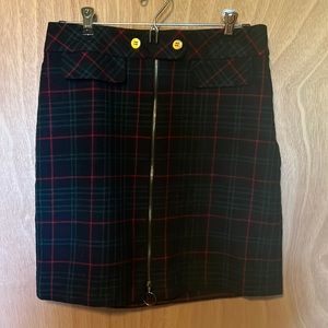 J. McLaughlin Red and Green Plaid Skirt